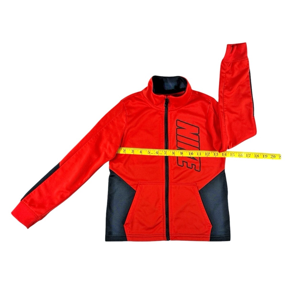 Nike Boy's Track Jacket with Iconic Logo - Red/Black, Full-Zip, Size 7/L - Picture 5 of 12